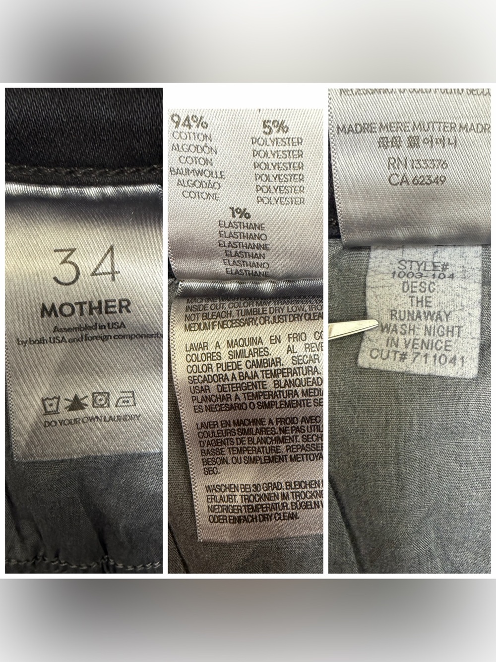 MOTHER The Runaway Denim Jean High Rise in Night in Venice Black Size 34 - Picture 10 of 11